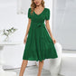 Smocked Tie Front Short Sleeve Tiered Dress