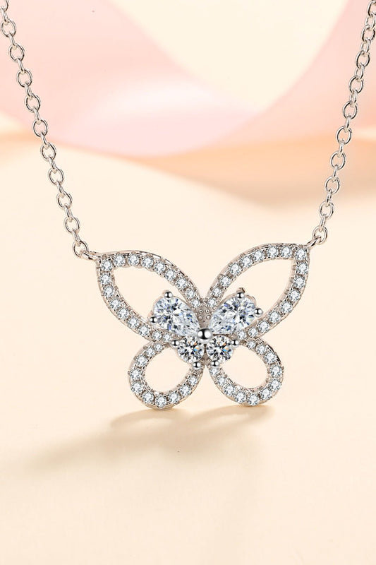 Women's Moissanite Butterfly Pendant Necklace