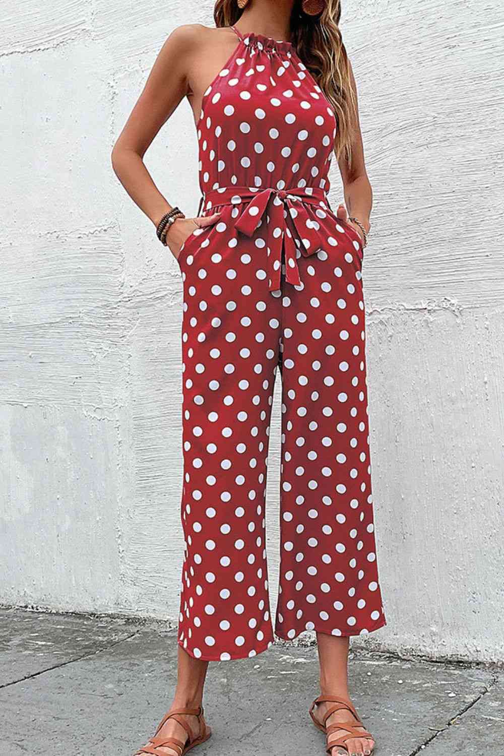 SavannahJayJumpers Polka Dot Grecian Wide Leg Jumpsuit