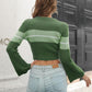 SweaterArt Ribbed Color Block Round Neck Cropped Sweater