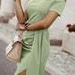 Off-Shoulder Short Sleeve Split Dress