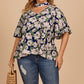 Women's Plus Size Floral Flutter Sleeve Cutout Blouse