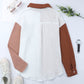 Women's Full Size Color Block Textured Drop Shoulder Shacket