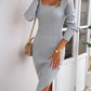 Penelope Rib-Knit Slit Sweater Dress