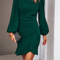 Women's DentaCosmo Ruched Ruffled Balloon Sleeve Mini Dress