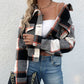 Plaid Button Up Drop Shoulder Cropped Jacket