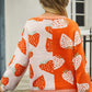 Sophia & Grace Printed V-Neck Button-Down Long Sleeve Cardigan