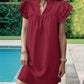 Frill Notched Flounce Sleeve Mini Dress