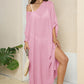 One Size V-Neck Three-Quarter Sleeve Cover-Up