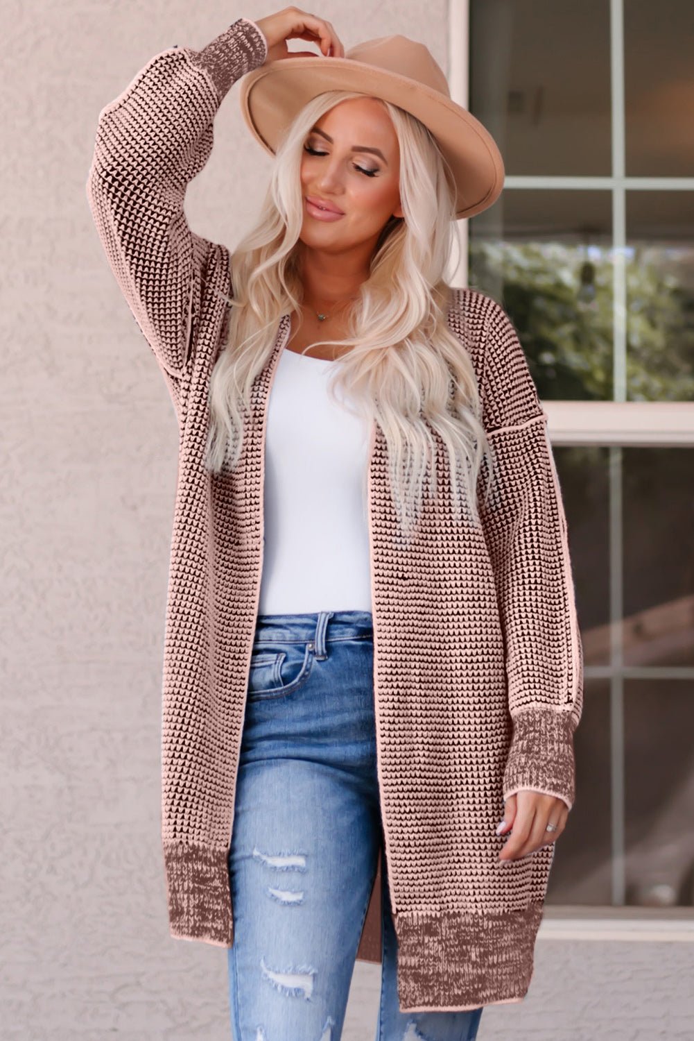 Women's Heathered Open Front Longline Cardigan