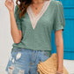 Eyelet V-Neck Short Sleeve T-Shirt