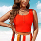 NY SUN Full Size Half Snap Square Neck Tankini Set