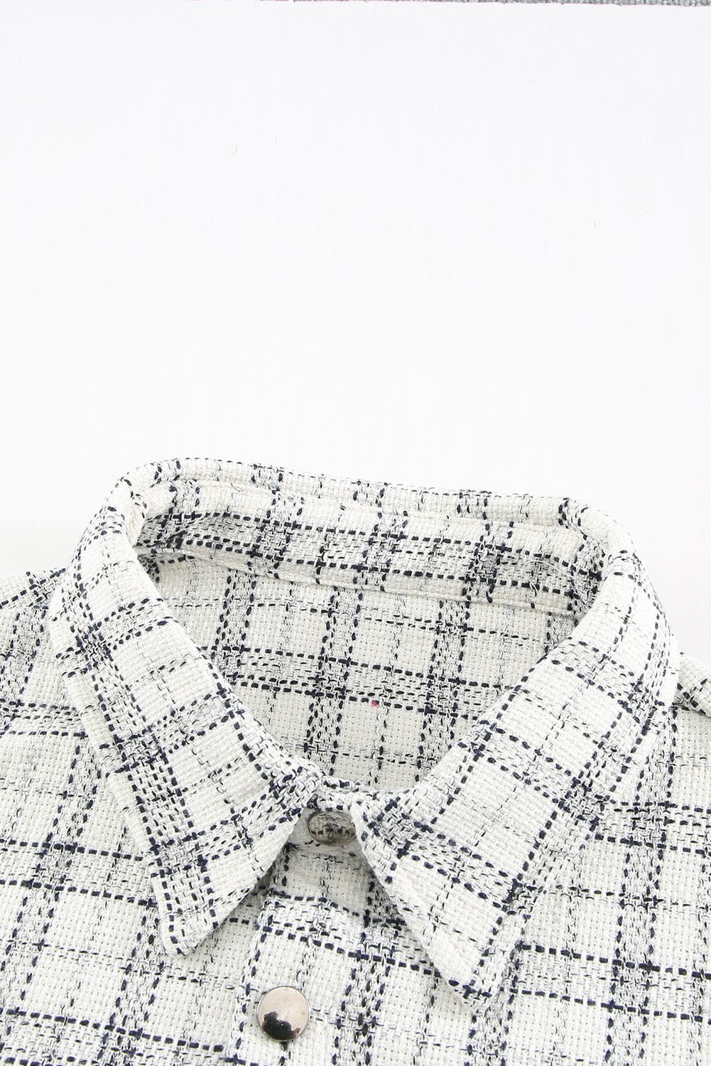 S&T Black Plaid Color Block Curved Hem Shirt Jacket