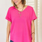 Zenana V-Neck Rolled Short Sleeve T-Shirt - Brand Zenana