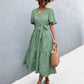 Women's Printed V-Neck Flutter Sleeve Belted Dress