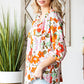 Floral Notched Neck Balloon Sleeve Blouse