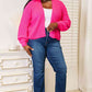 Woven Right Rib-Knit Open Front Drop Shoulder Cardigan