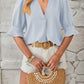Notched Half Sleeve T-Shirt