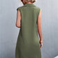 Women's Buttoned Johnny Collar Sleeveless Dress
