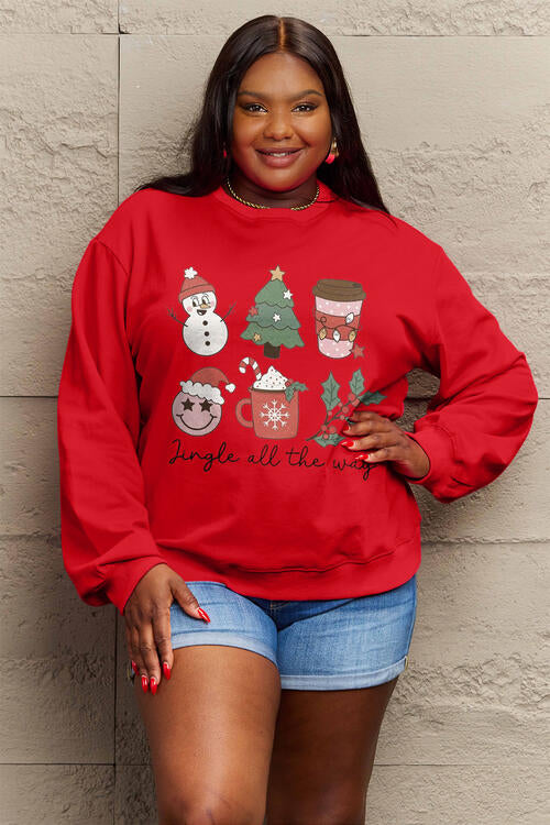 Simply Love Full Size JINGLE ALL THE WAY Long Sleeve CHRISTMAS Sweatshirt