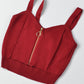 Women's Zip-Up Cutout Sleeveless Knit Crop Top