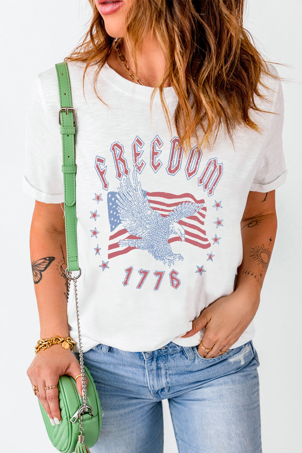 Women's Full Size FREEDOM 1776 Graphic Tee