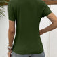 LAQUITETA Lace Trim V-Neck Short Sleeve Blouse