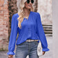 Pretty Purples Eyelet V-Neck Flounce Sleeve Blouse
