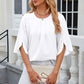 Round Neck Slit Half Sleeve Top