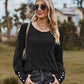 Full Size Round Neck Long Sleeve Buttoned T-Shirt