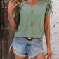 Eyelet V-Neck Petal Sleeve T-Shirt