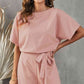 NatureJumpers Tie Belt Short Sleeve Romper