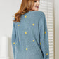 HEYSON Full Size Floral Embroidered Cable Teal Cardigan