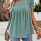 Eyelet Square Neck Puff Sleeve T-Shirt