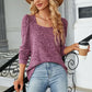 Full Size Tosha Ribbed Square Neck Long Sleeve T-Shirt