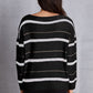 Striped Round Neck Dropped Shoulder Sweater