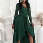 Full Size Lace High-Low V-Neck Dress