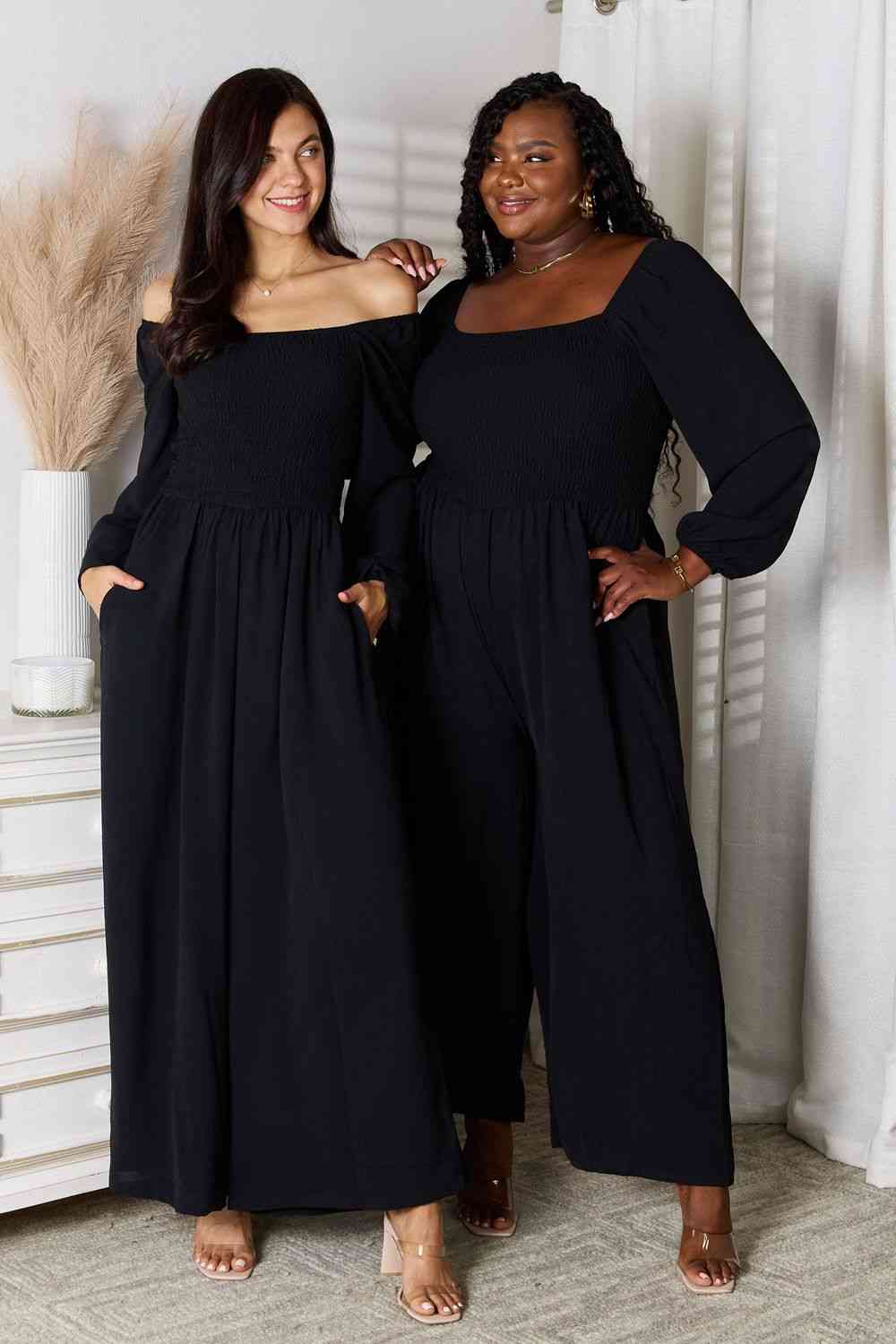 Double Take Square Neck Jumpsuit with Pockets *