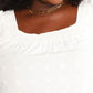 Double Take Full Size White Swiss Dot Puff Sleeve Square Neck Blouse