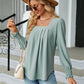Full Size Square Neck Puff Sleeve Blouse