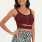 Women's Zip-Up Cutout Sleeveless Knit Crop Top