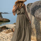 V-Neck Tie Shoulder Crochet Maxi Dress