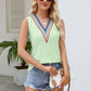 Contrast Eyelet V-Neck Tank