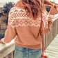 Zip-Up Mock Neck Dropped Shoulder Pullover Sweater
