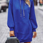 Textured Drawstring Tunic Hoodie
