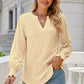 Laura Jay Eyelet Notched Lantern Sleeve T-Shirt