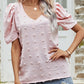 Women's Swiss Dot Short Puff Sleeve Top