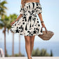 SO SASSY Printed Off-Shoulder Smocked Waist Dress