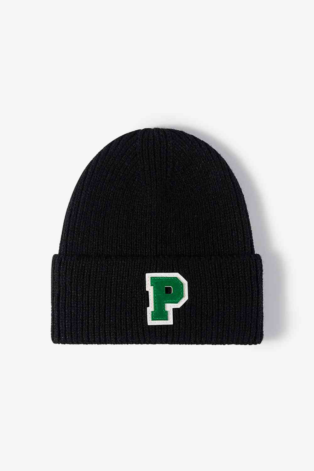 EZBeanie Letter Patch Cuffed Knit Hat Beanie