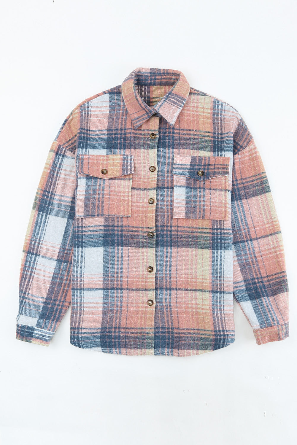 Full Size Plaid Dropped Shoulder Shacket